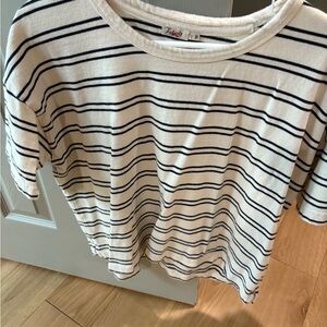 Faherty Striped White and Navy T-Shirt